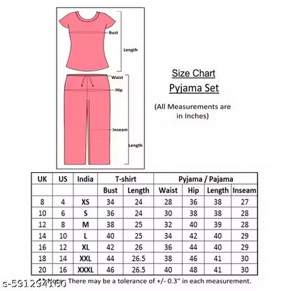 Women's Satin Printed Night Suit Set (Pack of 2) | Cartoon Print Co-Ord Pajama Set for Women & Girls