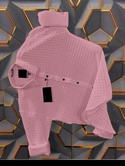 Men's Pink Polycotton Casual Shirt | Regular Fit Roll-Up Sleeve Western Wear