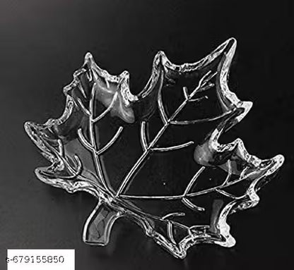 Modern Crystal Leaf Shape Glass Serving Plate – Elegant Home Décor 🍃