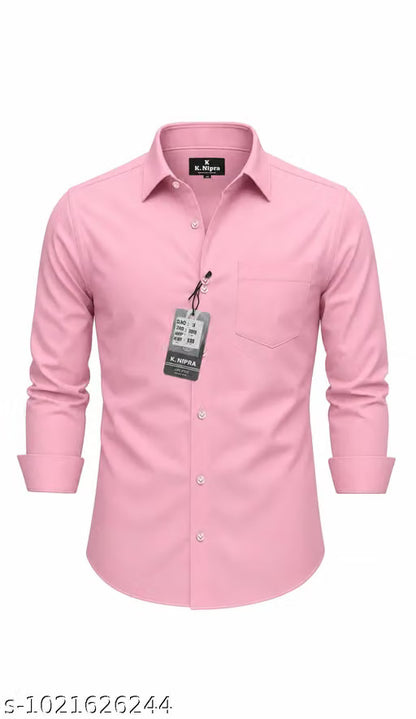 Fatty Mouse Men's Cotton Blend Solid Shirt | Full Sleeve Formal &amp; Casual Wear