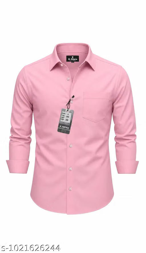 Fatty Mouse Men's Cotton Blend Solid Shirt | Full Sleeve Formal &amp; Casual Wear